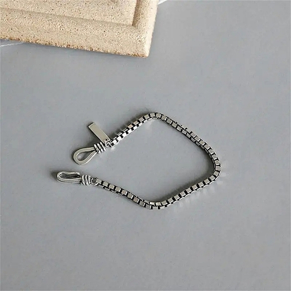 New Small Sterling Silver Box Chain Men's Bracelet - Picture 8 of 8
